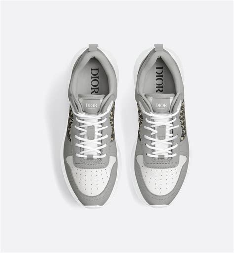 B25 Runner Sneaker Dior Gray and White Smooth Calfskin with Beige a.